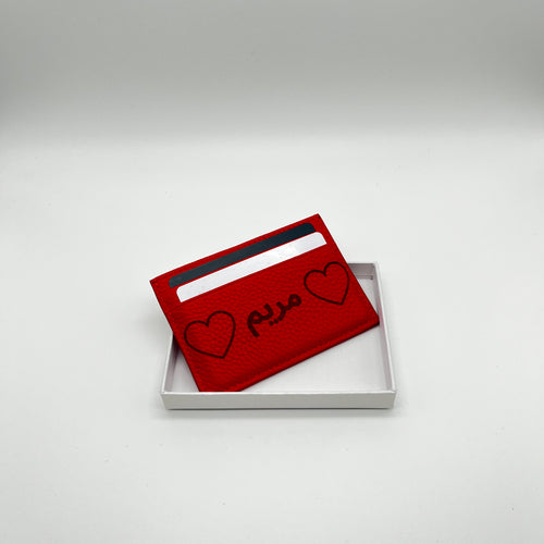 Personalisierter echt Leder Cardholder Rot