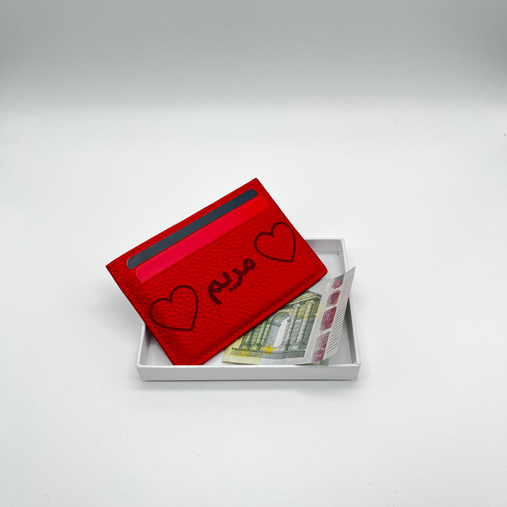 Personalisierter echt Leder Cardholder Rot