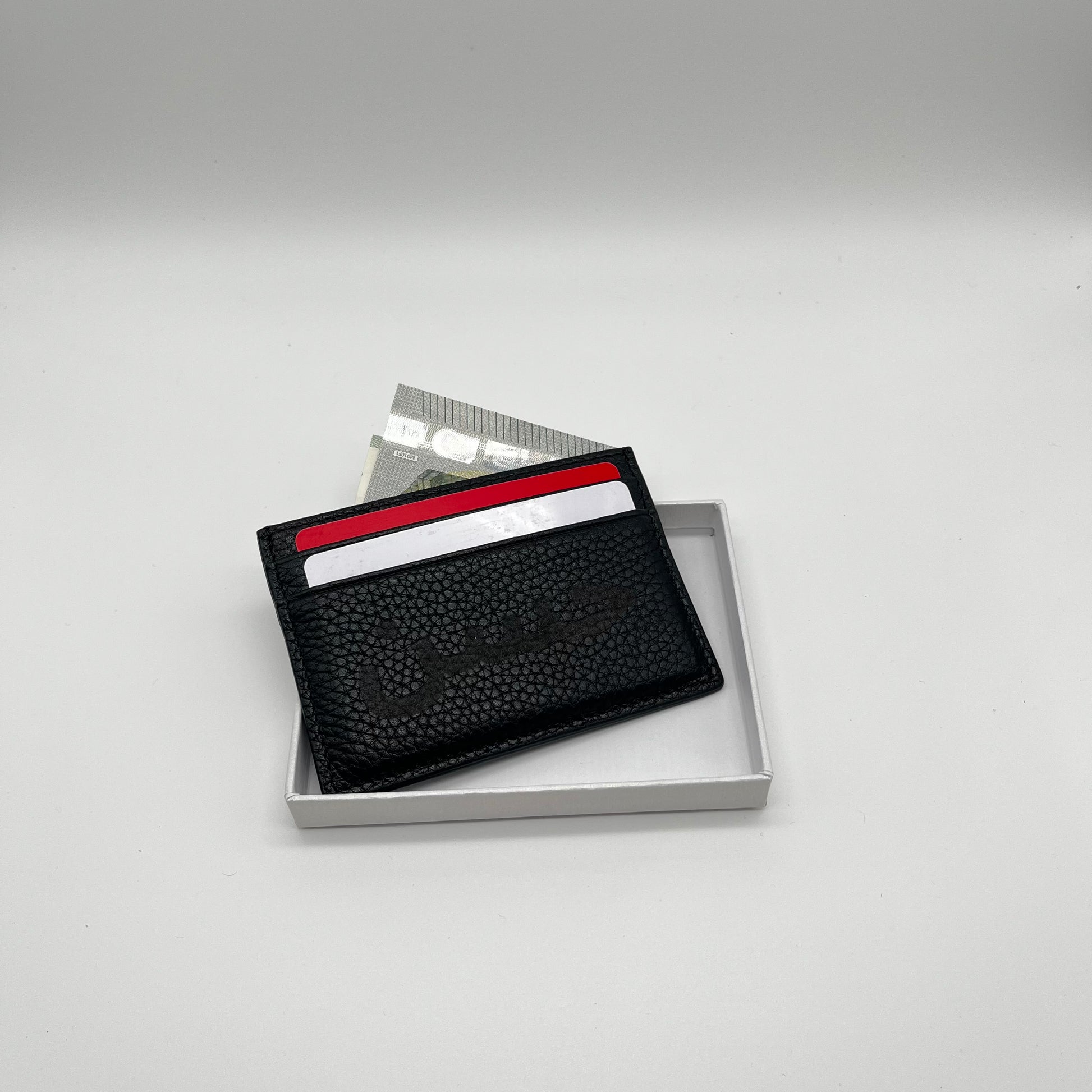 Personalisierter echt Leder Cardholder Schwarz