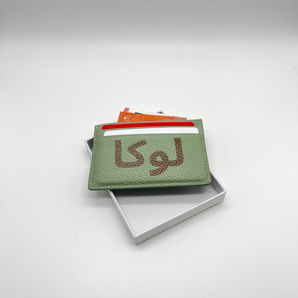 Personalisierter echt Leder Cardholder Hellgrün
