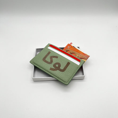 Personalisierter echt Leder Cardholder Hellgrün