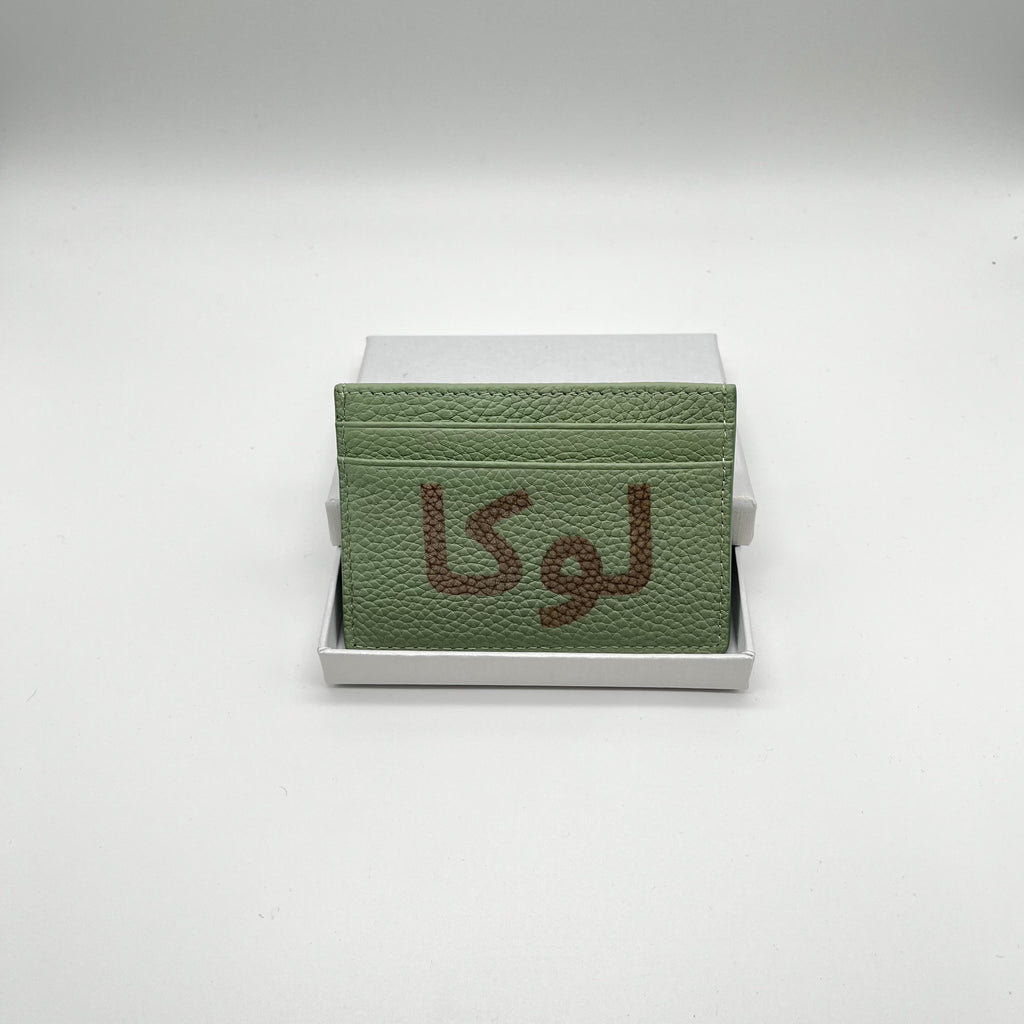 Personalisierter echt Leder Cardholder Hellgrün