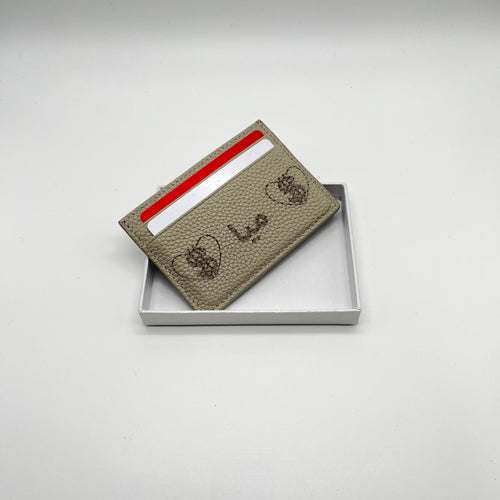 Personalisierter echt Leder Cardholder Hellgrau