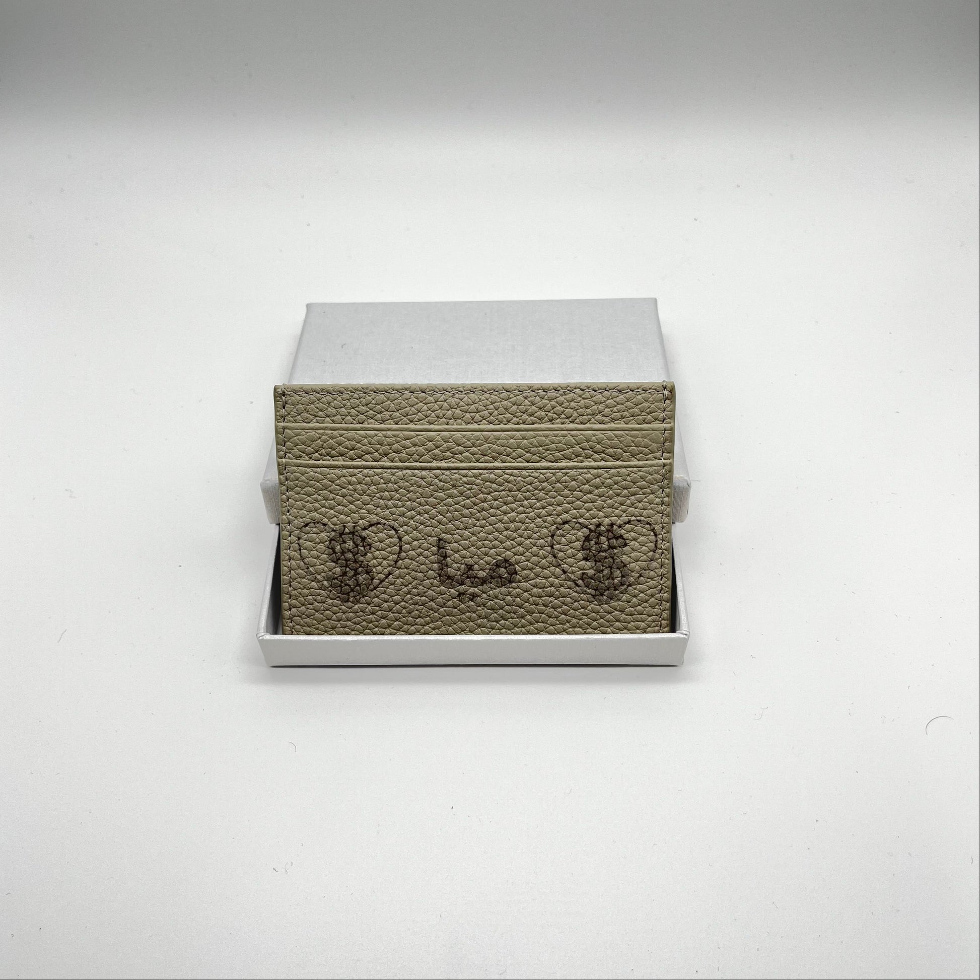 Personalisierter echt Leder Cardholder Hellgrau